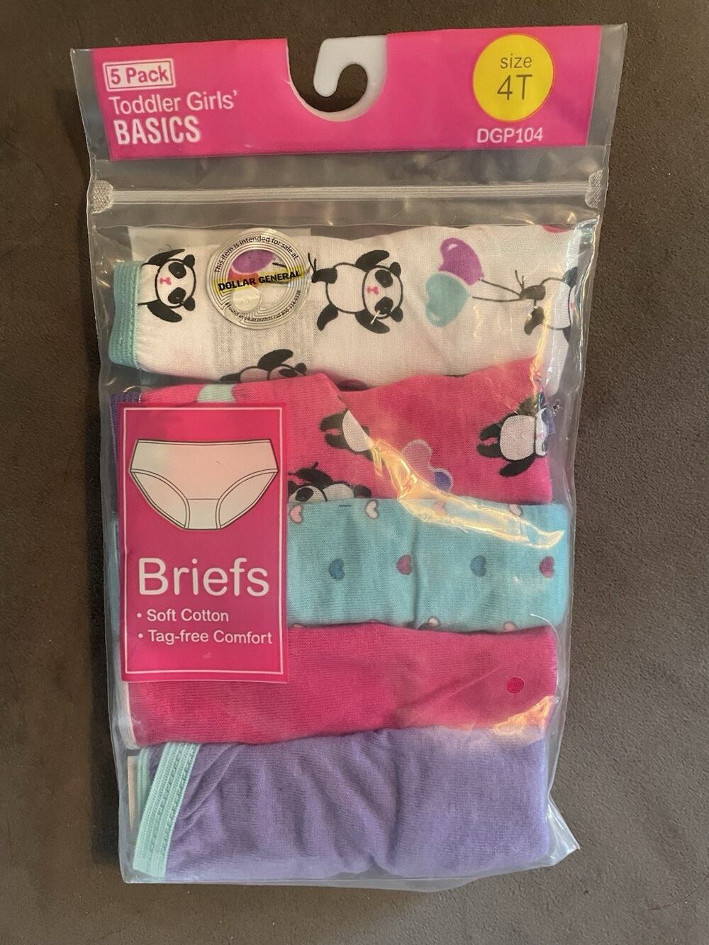 Toddler Girls Basics Multicolor Size 4T Tag-free Briefs 5 pack NEW!